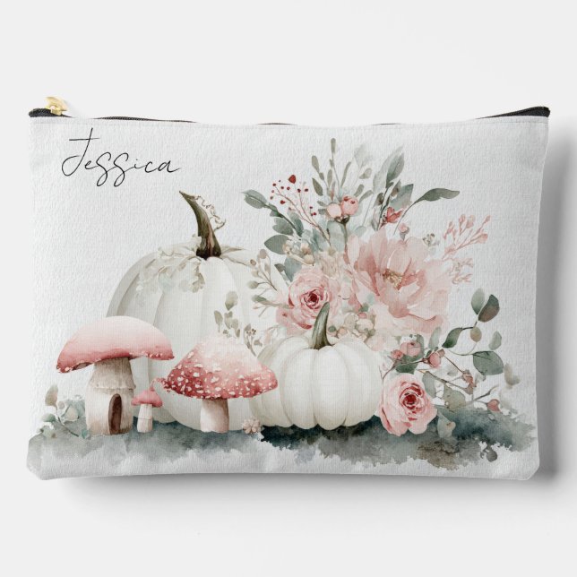 Autumn Pumpkins and Flowers  Accessory Pouch (Front)