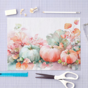 Autumn Pumpkins and Flowers Fall Decoupage Tissue Paper