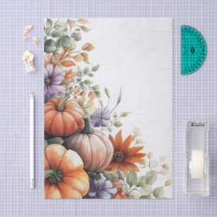 Autumn Pumpkins and Flowers Fall Pattern Decoupage Tissue Paper