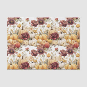Autumn Pumpkins and Flowers Fall Pattern Decoupage Tissue Paper