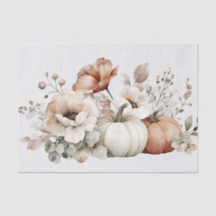 Autumn Pumpkins and Flowers Fall Pattern Decoupage Tissue Paper