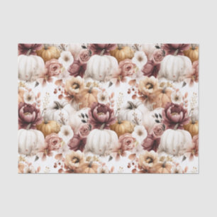 Autumn Pumpkins and Flowers Fall Pattern Decoupage Tissue Paper