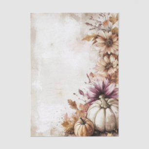 Autumn Pumpkins and Flowers Fall Pattern Decoupage Tissue Paper