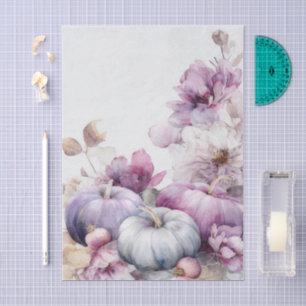 Autumn Pumpkins and Flowers Fall Pattern Decoupage Tissue Paper