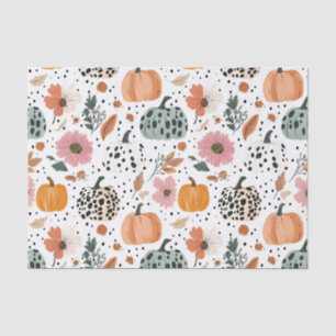 Autumn Pumpkins and Flowers Fall Pattern Decoupage Tissue Paper