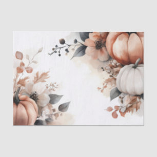 Autumn Pumpkins and Flowers Fall Pattern Decoupage Tissue Paper