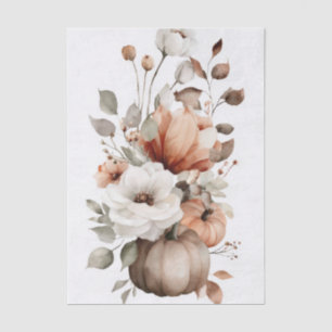 Autumn Pumpkins and Flowers Fall Pattern Decoupage Tissue Paper