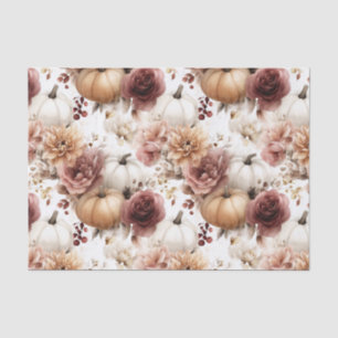 Autumn Pumpkins and Flowers Fall Pattern Decoupage Tissue Paper
