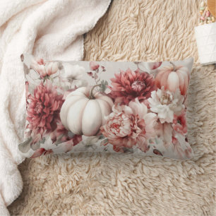Autumn Pumpkins and Flowers Fall Pattern Lumbar Cushion