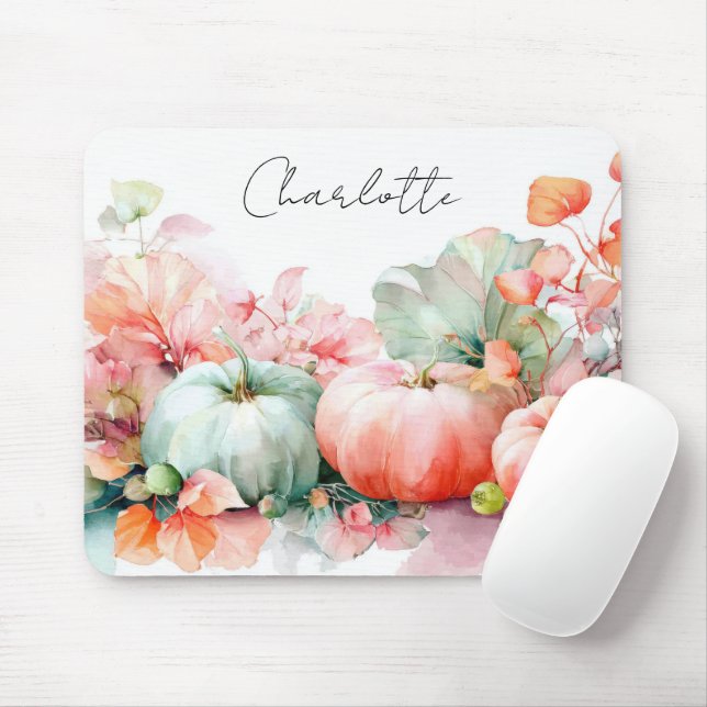 Autumn Pumpkins and Flowers  Mouse Pad (With Mouse)