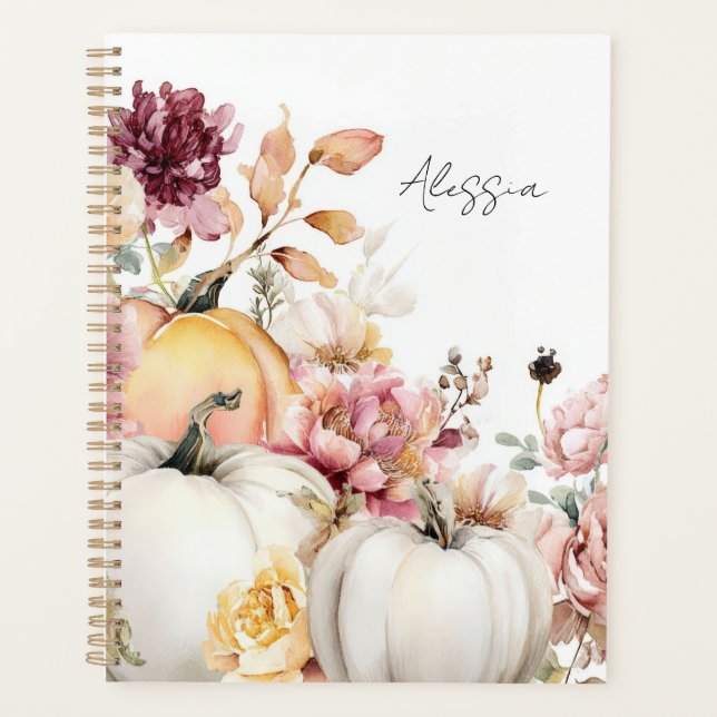 Autumn Pumpkins and Flowers  Planner (Front)