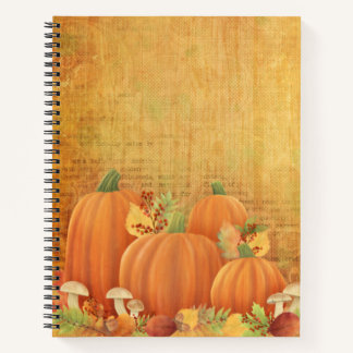 Autumn Pumpkins and Foliage Illustration Notebook