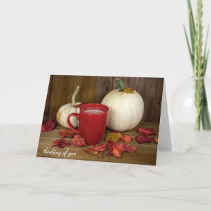 Autumn pumpkins and hot chocolate thinking of you card