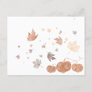 Autumn Pumpkins and Leaves Postcard
