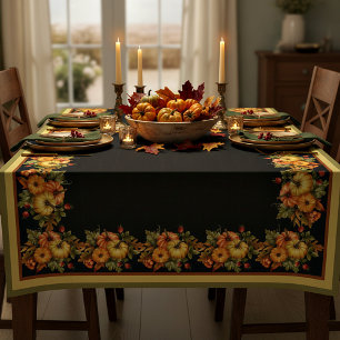 Autumn pumpkins and oak leaves tablecloth