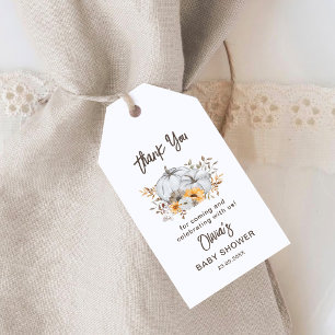 Autumn Pumpkins Baby Shower Thank You Gift Tags