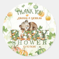 Autumn Pumpkins & Bear Baby Shower Thank You