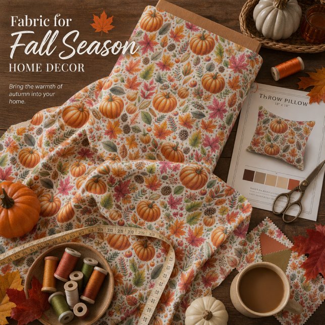 Autumn Pumpkins & Fall Leaves Sewing Patten Fabric (Creator Uploaded)