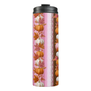 Autumn Pumpkins & Floral Lace Seamless Pattern (2) Thermal Tumbler