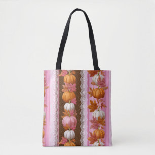 Autumn Pumpkins & Floral Lace Seamless Pattern (2) Tote Bag