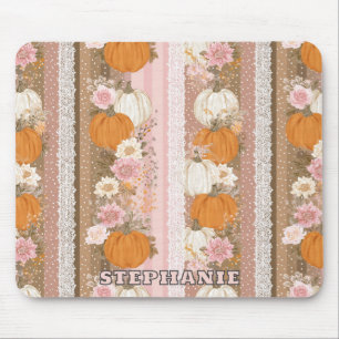 Autumn Pumpkins & Floral Lace Seamless Pattern Mouse Pad