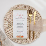Autumn Pumpkins Florals Gold Glitter Wedding Menu<br><div class="desc">Autumn Pumpkins Florals Gold Glitter Wedding. A touch of sparkle with faux glitter in gold bordering the top and bottom and autumnal orange and cream pumpkins and florals embellished with faux glitter at the bottom. An elegant set script for Menu and easy to personalise the rest of the text to...</div>