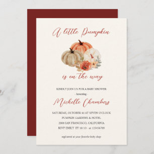 Autumn Pumpkins  Flowers Elegant Baby Shower Invitation