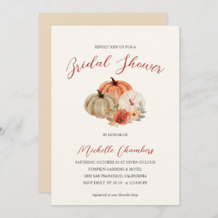 Autumn Pumpkins  Flowers Elegant Bridal Shower  In Invitation