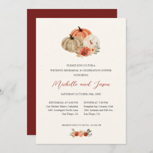 Autumn Pumpkins  Flowers Elegant REHEARSAL Invitation