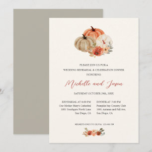 Autumn Pumpkins  Flowers Elegant REHEARSAL  Invitation