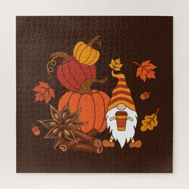Autumn Pumpkins Gnome Spice Card Jigsaw Puzzle (Vertical)