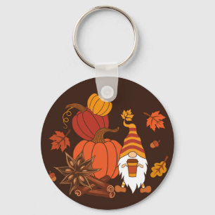 Autumn Pumpkins Gnome Spice Card Key Ring