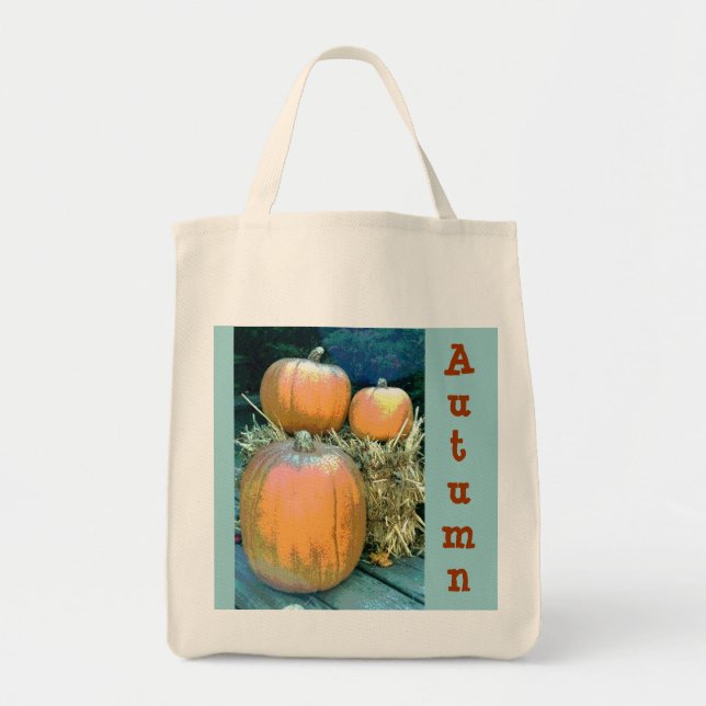 Autumn Pumpkins Groceries Tote Bag (Front)