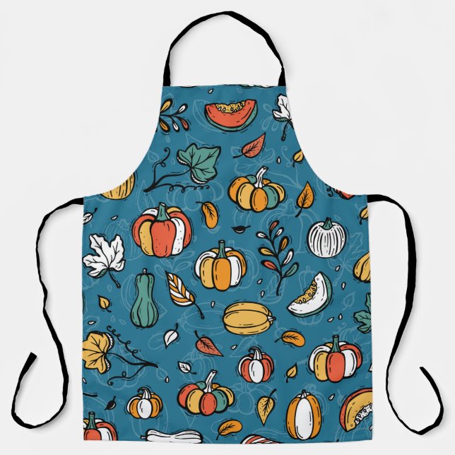 Autumn Pumpkins: Hand Drawn Vegetables Apron (Front)