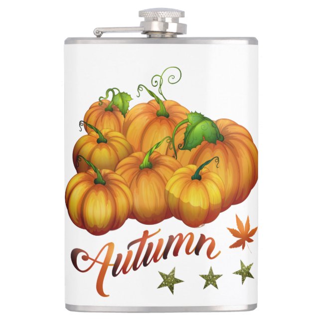Autumn pumpkins     hip flask (Front)