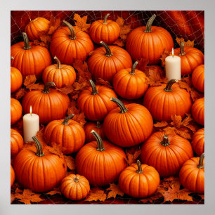 Autumn Pumpkins Leaves Seasonal Harvest Wall Decor
