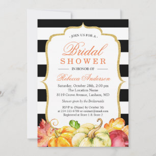 Autumn Pumpkins Maple Leaves Fall Bridal Shower Invitation