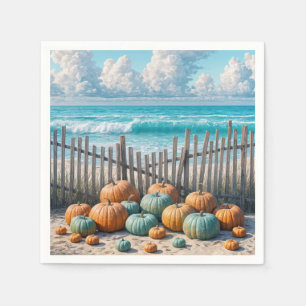 Autumn Pumpkins On a Beach Napkin