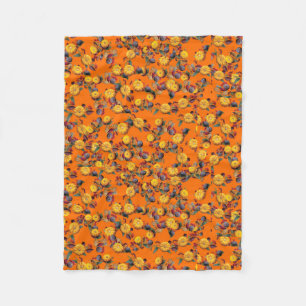 Autumn Pumpkins (Orange) Fleece Throw Blanket