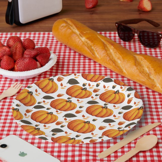 Autumn Pumpkins Paper Plate (Picnic)