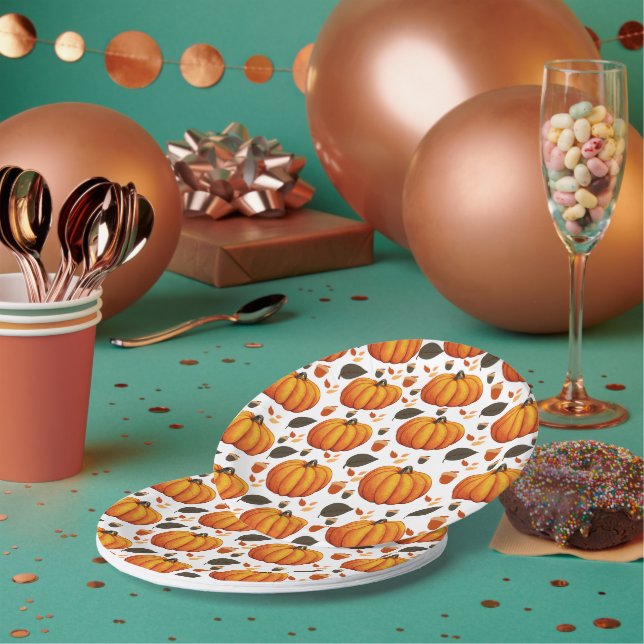 Autumn Pumpkins Paper Plate (Multi)