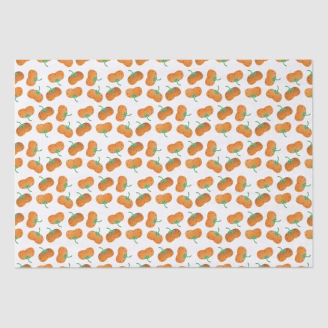 Autumn Pumpkins Pattern Fall Harvest Orange Tissue Paper (Front)
