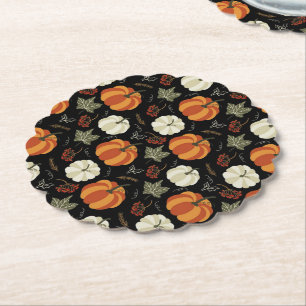 Autumn Pumpkins Pattern Paper Coaster