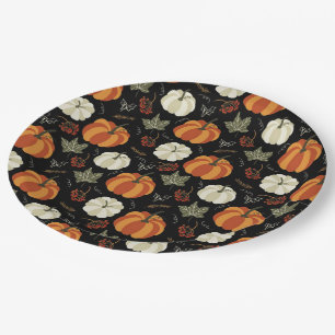 Autumn Pumpkins Pattern Paper Plate