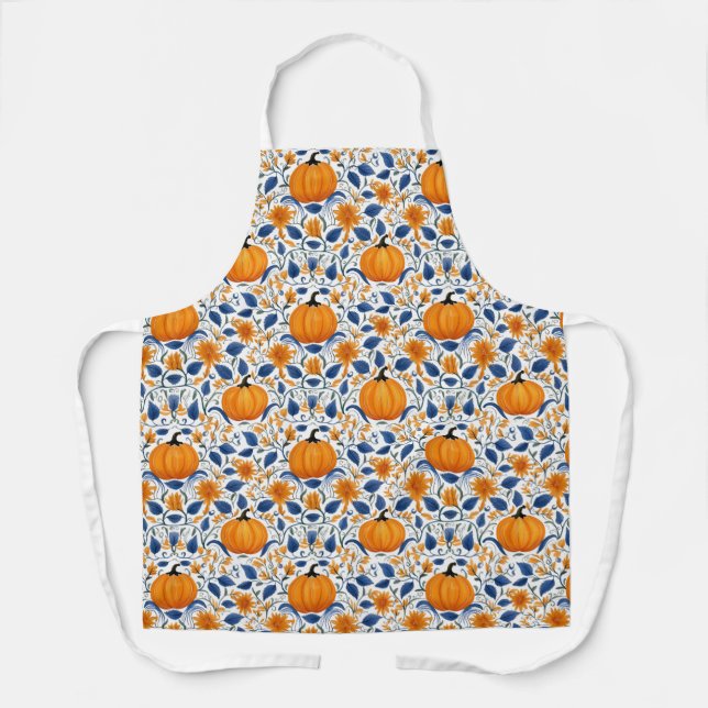 Autumn Pumpkins Print Apron (Front)