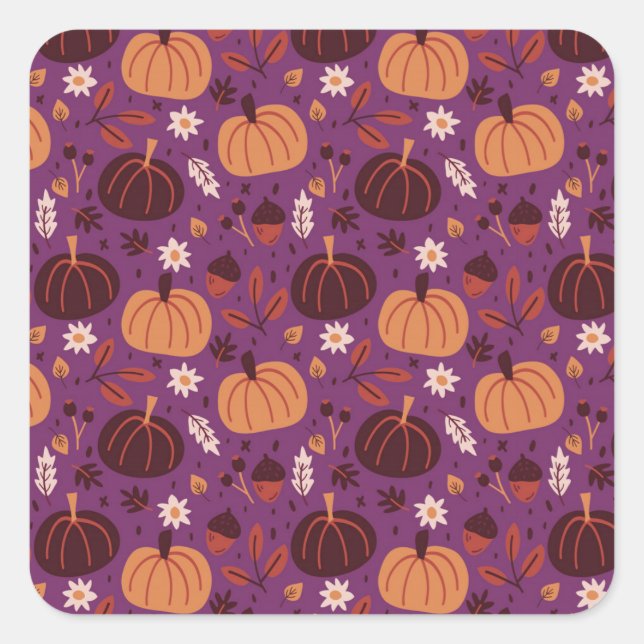 Autumn pumpkins square sticker (Front)