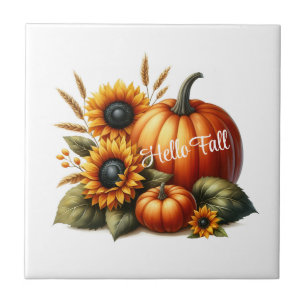 Autumn Pumpkins & Sunflowers Tile