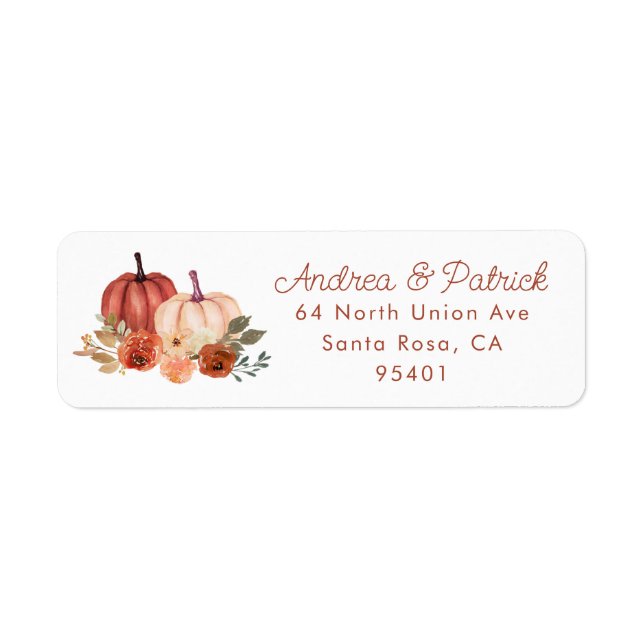 Autumn Pumpkins Terracotta Floral Return Address (Front)