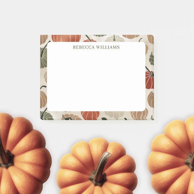 Autumn Pumpkins Thanksgiving Name Template Post-it Notes (Creator Uploaded)