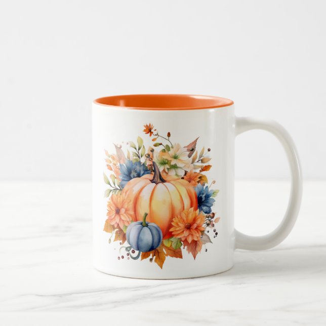 Autumn Pumpkins Two-Tone Coffee Mug (Right)